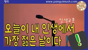 노을빛 하늘과 가로등 실루엣을 통해 오늘이라는 시간의 소중함과 인생의 교훈을 표현한 명언 썸네일 이미지