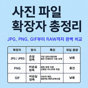 Read more about the article 사진 파일 확장자 총정리: JPG, PNG, GIF부터 RAW까지 완벽 비교