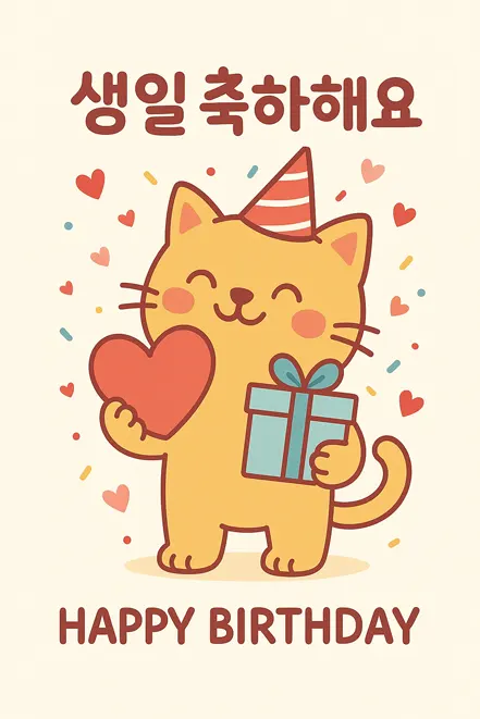 생일 축하하는 노란 곰돌이