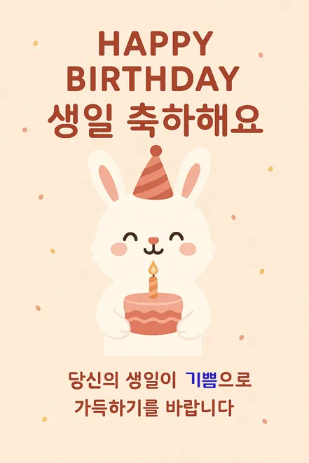 생일 케이크를 든 곰돌이