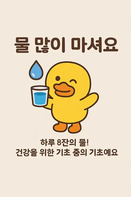 물 많이 마셔요