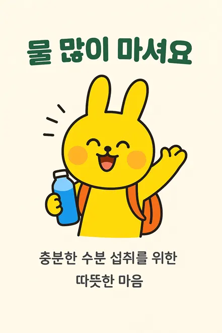 물 마시는 토끼 일러스트