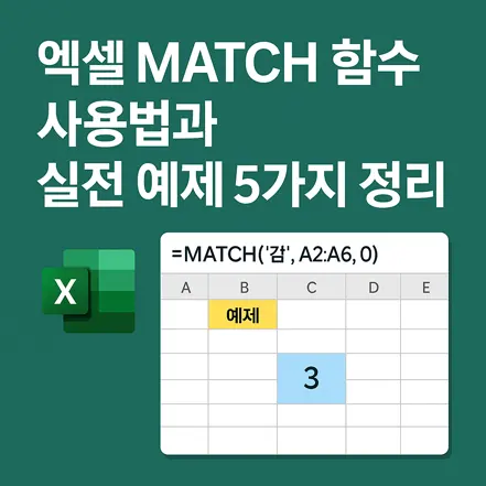 엑셀 MATCH 함수 사용법과 예제를 설명하는 썸네일 이미지