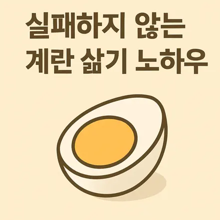 실패하지 않는 계란 삶기 노하우를 설명하는 반숙 계란 일러스트