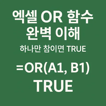 엑셀 OR 함수 완벽 이해 – 하나만 참이면 TRUE