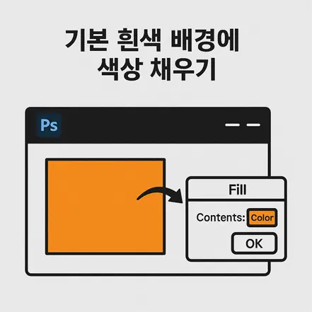 포토샵 기본 흰색 배경에 색상 채우기 – 주황색 채우기 예시