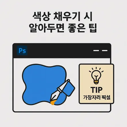 포토샵 색상 채우기 시 알아두면 좋은 팁 – 파란색 도형과 팁 노트