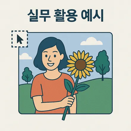 실무 활용 예시를 표현한 포토샵 일러스트 이미지