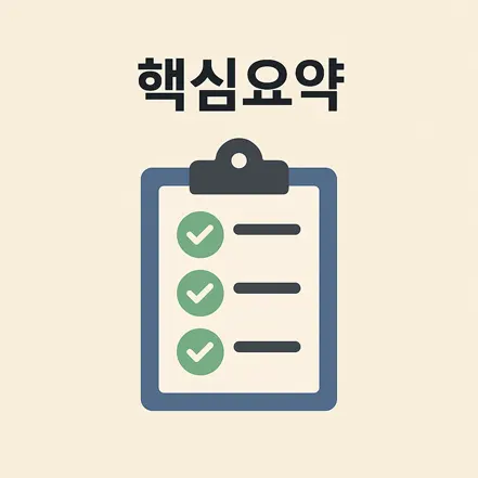 체크리스트 아이콘과 함께 '핵심요약'이라는 문구가 적힌 인포그래픽