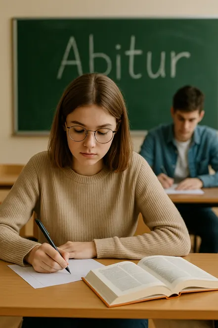독일 학생이 교실에서 아비투어(Abitur) 시험을 치르는 모습