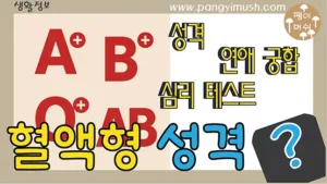 혈액형 성격, 연애 궁합, 심리 테스트를 소개하는 블로그 썸네일 이미지