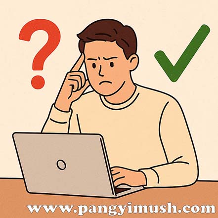 혈액형과 성격의 과학적 근거를 고민하는 사람을 묘사한 일러스트