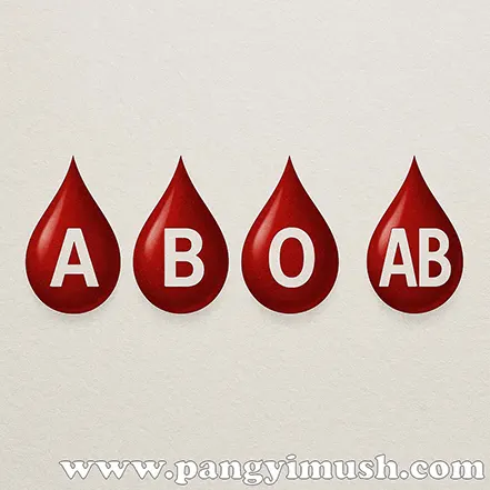 ABO 혈액형 기호가 빨간 피방울 형태로 배열된 썸네일 배경 이미지