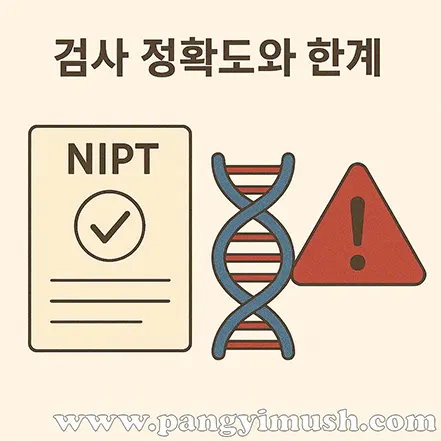 NIPT 검사 정확도와 한계를 표현한 일러스트 이미지