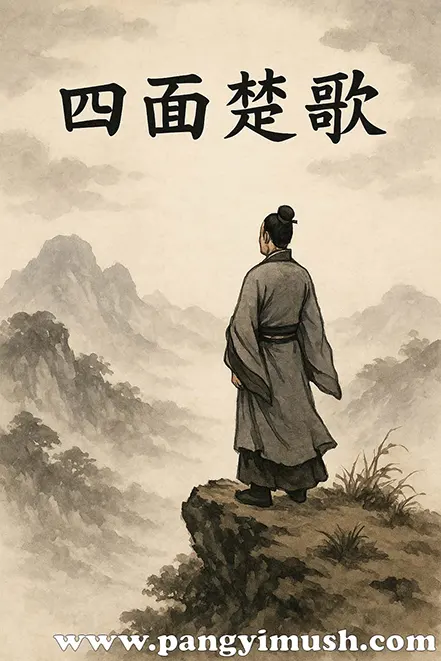 사면초가가 주는 교훈을 상징적으로 표현한 산정 일러스트