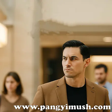 오만한 표정으로 주변 사람들을 무시하듯 바라보는 남성의 모습, 안하무인 상황을 상징적으로 표현한 이미지