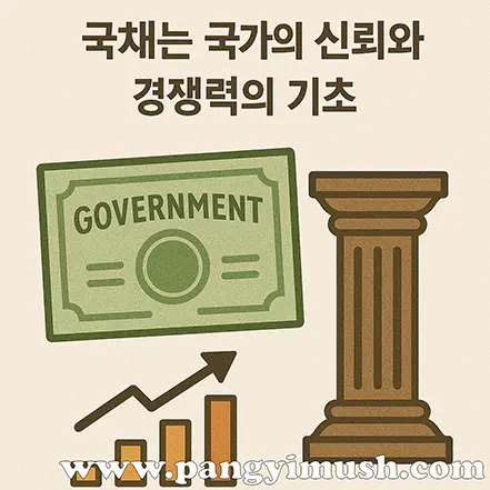 국채는 국가의 신뢰와 경쟁력의 기초 – 정부 신용과 경제 기반을 상징하는 일러스트