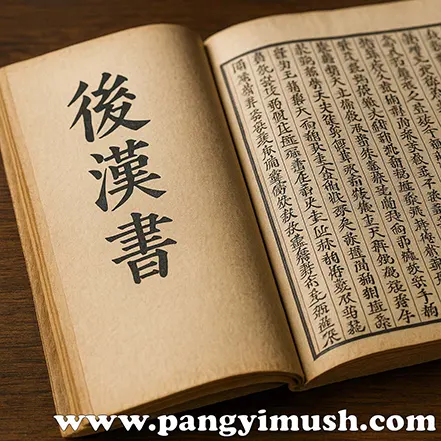 후한서(後漢書) 고전 문헌이 펼쳐진 모습, 한자로 기록된 역사서 페이지 이미지