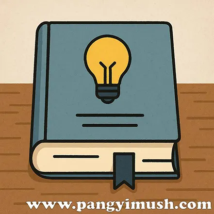 전구 아이콘이 그려진 파란색 책 일러스트 이미지