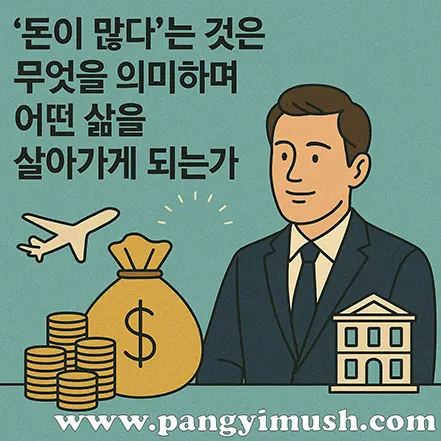 돈이 많다는 의미와 삶의 방식을 상징하는 일러스트