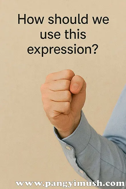 ‘How should we use this expression?’이라는 문구와 함께 주먹을 가볍게 쥔 손을 클로즈업한 이미지