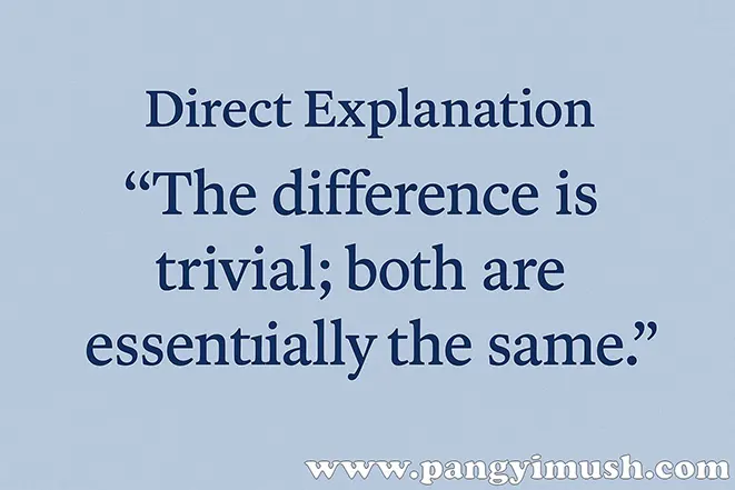 오십보백보를 영어권 사람에게 설명하는 문구 ‘The difference is trivial; both are essentially the same.’이 적힌 파란 배경 이미지