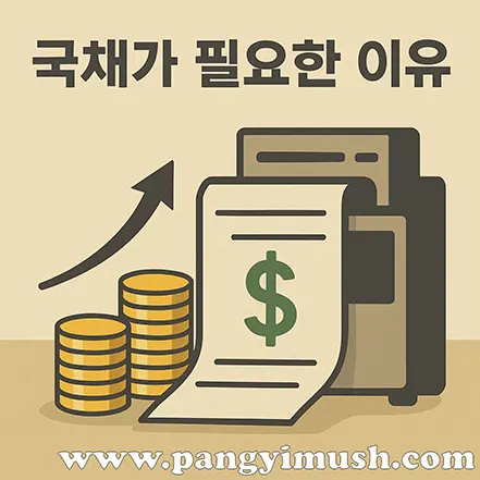 국채가 필요한 이유 – 돈을 찍어내는 대신 국채를 발행하는 이유를 설명하는 일러스트