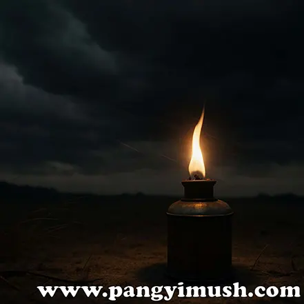 바람 앞에서 흔들리는 등불과 폭풍 구름이 드리운 위태로운 분위기의 배경 이미지