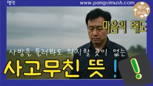 사방을 둘러봐도 의지할 사람이 없는 상황을 표현한 사고무친 사자성어 설명 이미지