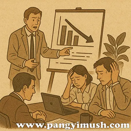 초반과 달리 결과가 좋지 않은 상황을 보여주는 용두사미 예시 일러스트