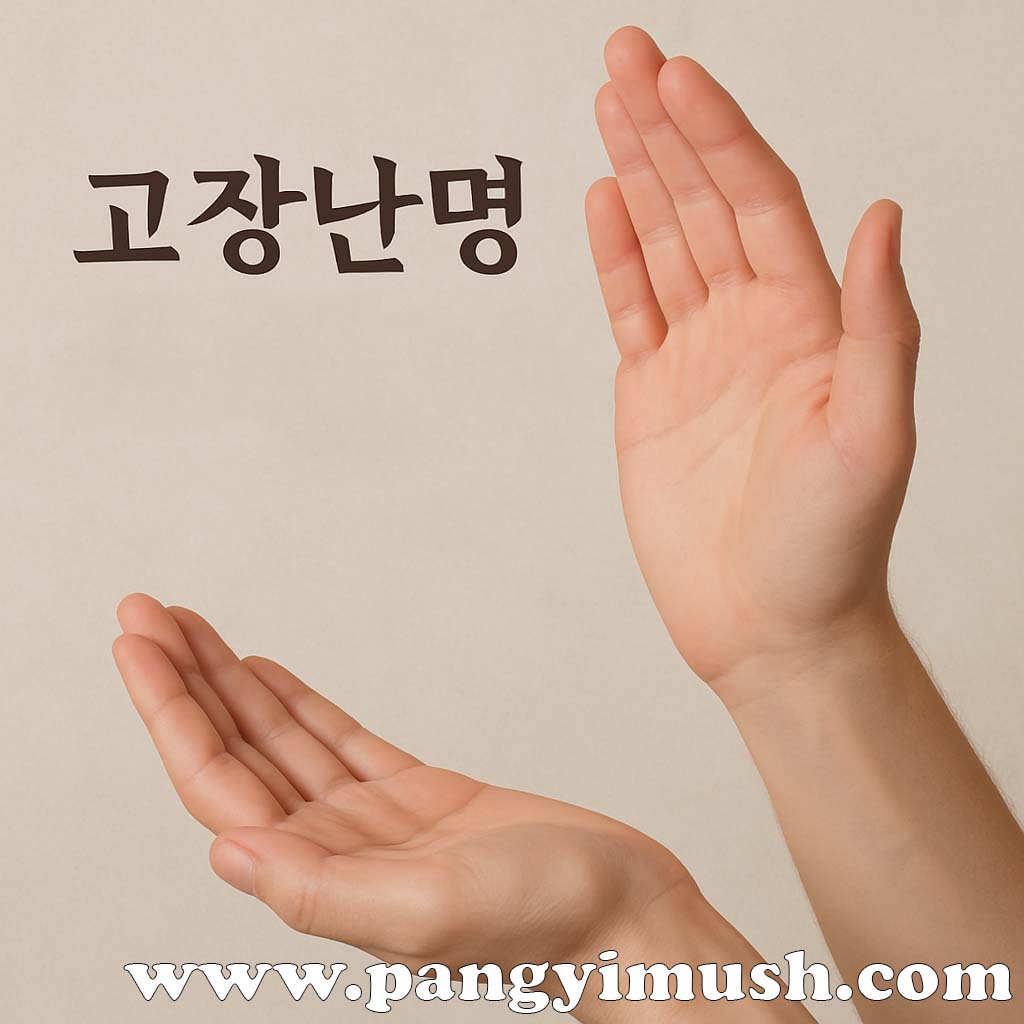 고장난명의 의미를 표현하기 위해 두 손바닥이 마주 보고 있으며 ‘외로운 한쪽 손바닥으로는 소리를 낼 수 없다’는 문구가 적힌 이미지