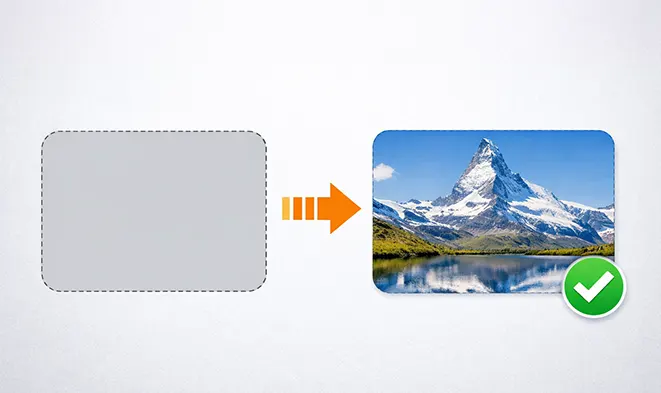 파워포인트에서 도형 크기에 맞게 이미지를 정확하게 삽입하는 과정을 보여주는 예시 이미지