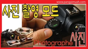 카메라 상단의 촬영 모드 다이얼과 렌즈, 인화 사진이 함께 배치된 사진 촬영 모드 설명용 썸네일 이미지