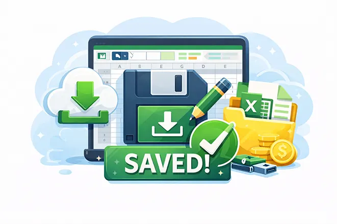 엑셀 파일이 정상적으로 저장 완료된 상태를 보여주는 이미지