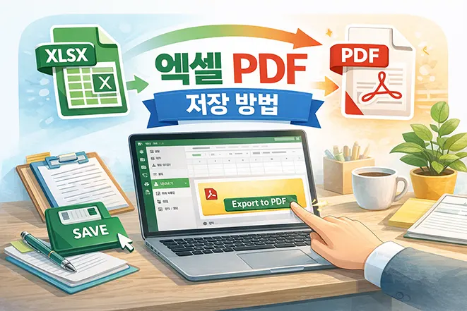 엑셀 파일을 PDF로 저장하는 방법을 설명하는 이미지
