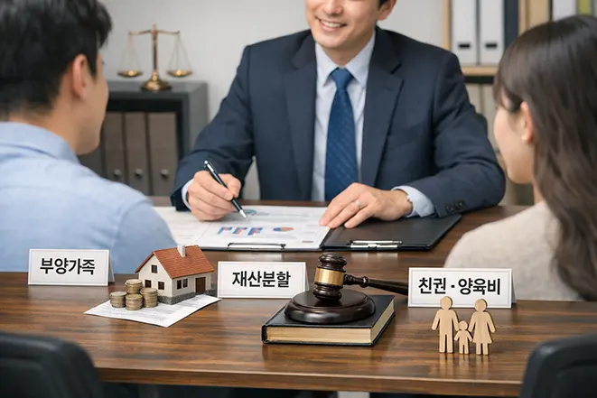 가족관계 용어가 상속 재산분할 양육비 등 실제 상황에서 사용되는 이미지