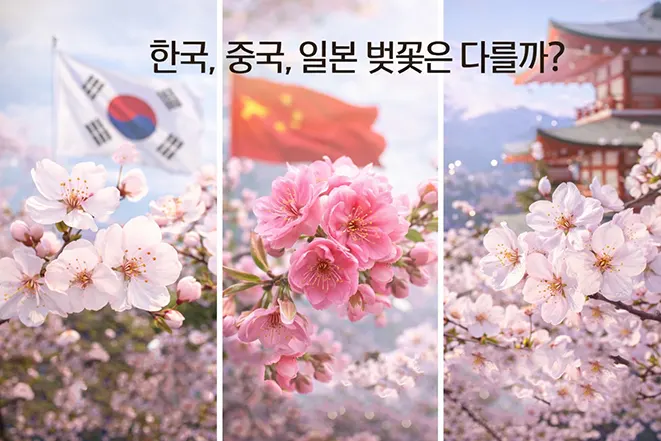 한국 중국 일본 벚꽃 차이 비교 이미지 국가별 벚꽃 특징 설명