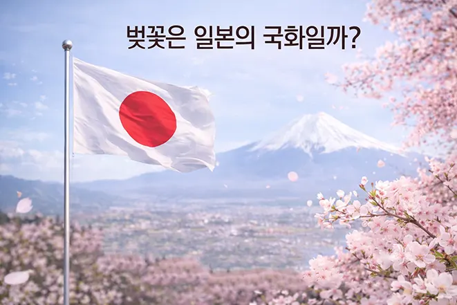 벚꽃 일본 국화 여부 일본 국기 후지산 배경 벚꽃 이미지