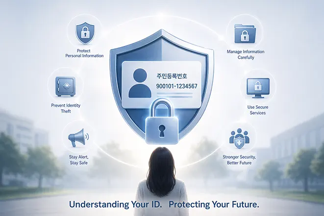 주민등록번호 이해와 개인정보 보호 중요성을 강조하는 보안 개념 이미지