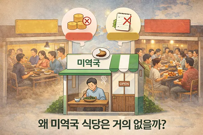 미역국 식당이 거의 없는 이유를 설명하는 한국 음식 문화 이미지