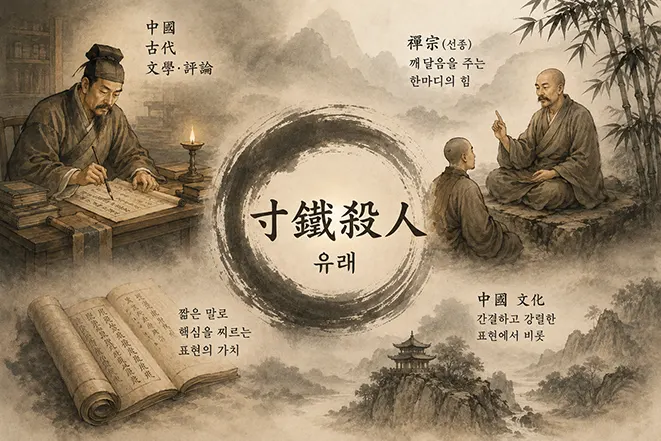 촌철살인의 유래와 중국 고전 문화의 배경을 표현한 동양풍 일러스트 이미지