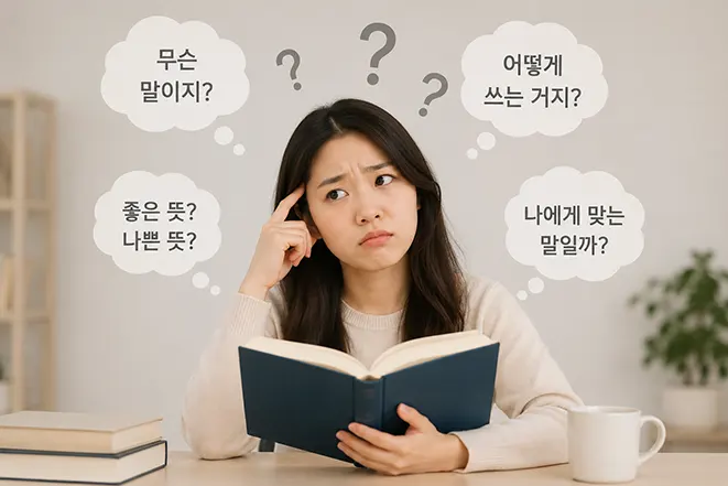 불가근불가원의 뜻과 사용법을 이해하지 못해 고민하는 사람을 표현한 이미지
