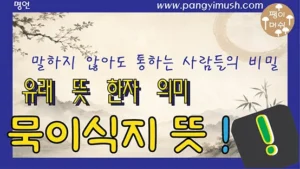 묵이식지 뜻과 유래를 설명하는 썸네일 이미지로 말하지 않아도 통하는 사람들의 비밀과 한자 의미를 소개하는 배경 이미지