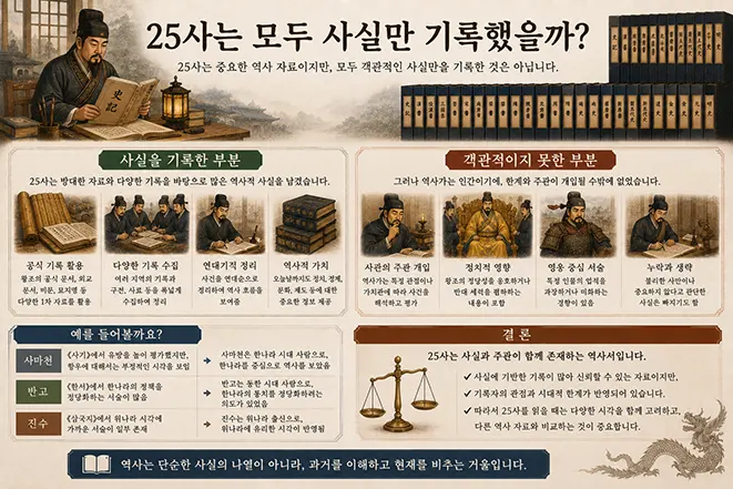 중국 25사가 모두 사실만 기록했는지 객관성과 한계를 설명하는 인포그래픽