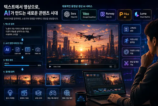 Sora, Veo, Runway, Pika, Luma 등 동영상 생성 AI가 텍스트를 분석해 영상으로 만드는 과정